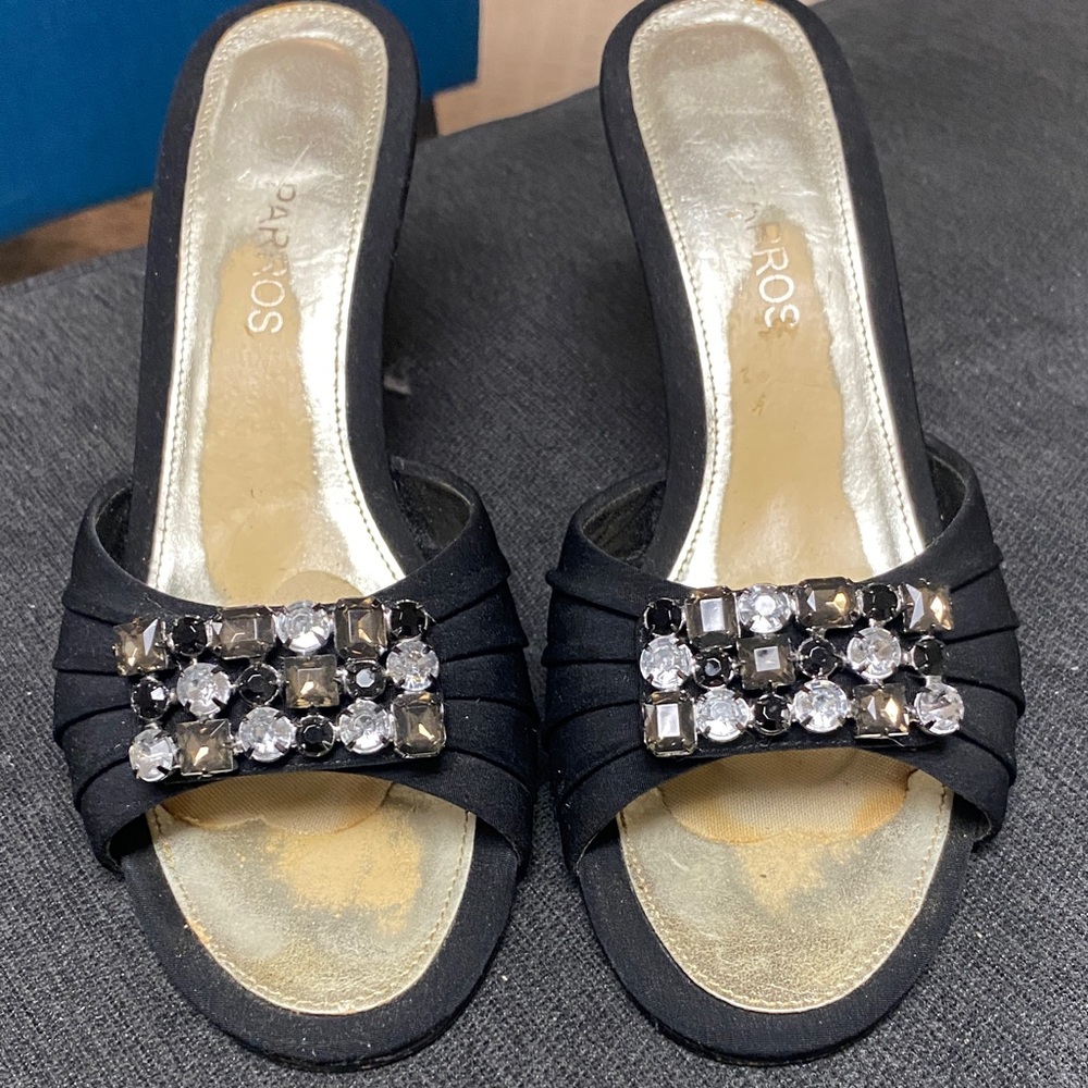 Caparros Black and Silver Embellished Mules
